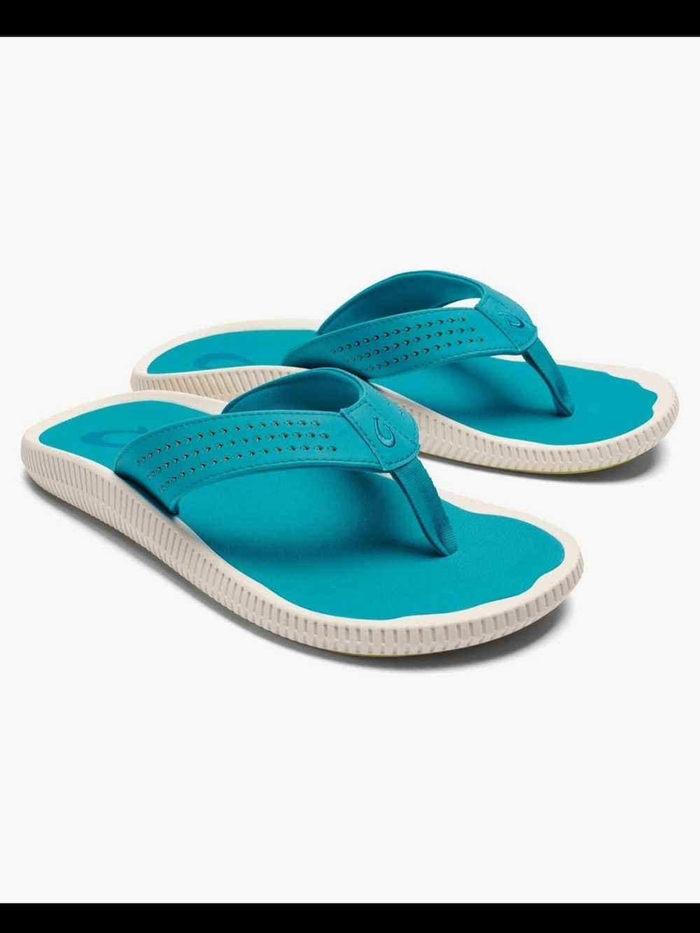 OluKai Teal Flip-Flop Sandals with Cream Soles